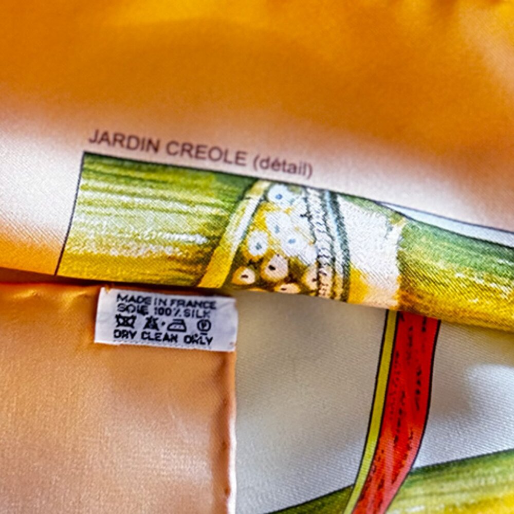 HERMES JARDIN CREOLE Carre 90. Jardin Creole Hermes silk scarf (100% silk) - Picture 2 of 6
